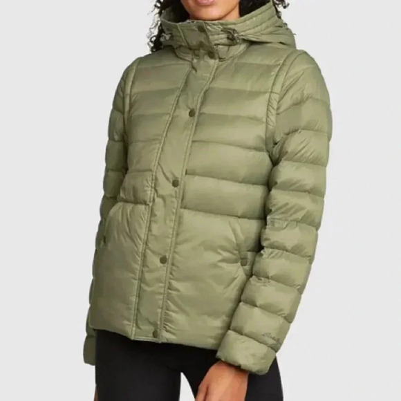 Eddie Bauer StratusTherm Goose Down Puffer Jacket Convertible Vest DWR 650 Fill - Picture 3 of 16